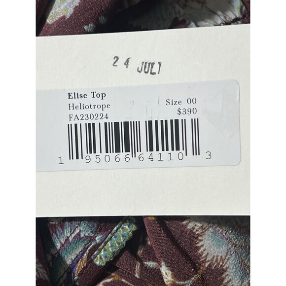 Ulla Johnson Elise Top Woman's 00 Heliotrope Silk Puff Sleeve Blouse Ruched - Picture 6 of 10